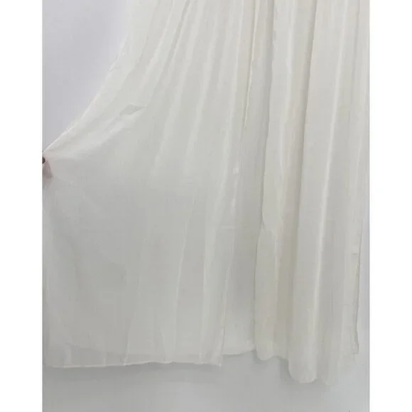 Nicolette Ivory Lace Sheer Bodice Dress Size L Slits Flowy, Fairycore, Flaw - Picture 7 of 13